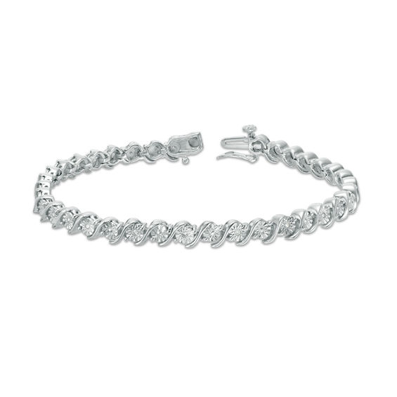 1/10 CT. T.w. Diamond "S" Tennis Bracelet in Sterling Silver - 7.25"