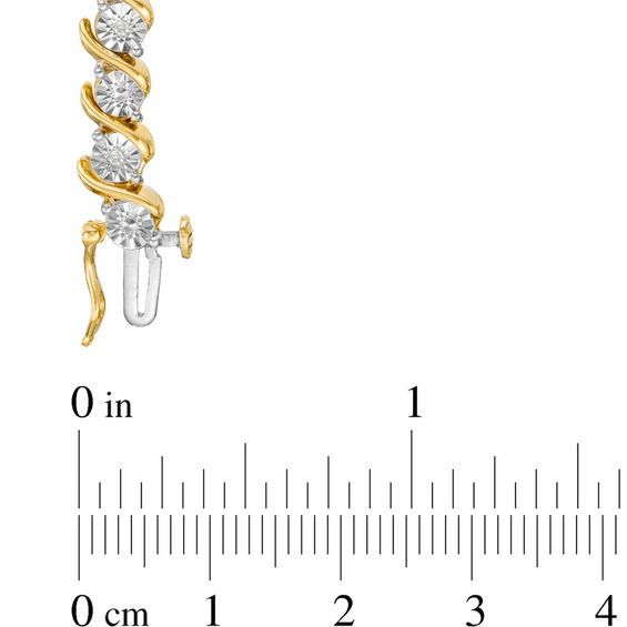 1/10 CT. T.w. Diamond "S" Tennis Bracelet in Sterling Silver with 14K Gold Plate - 7.25"