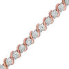 Thumbnail Image 1 of 1/10 CT. T.W. Diamond "S" Tennis Bracelet in Sterling Silver with 14K Rose Gold Plate - 7.25"