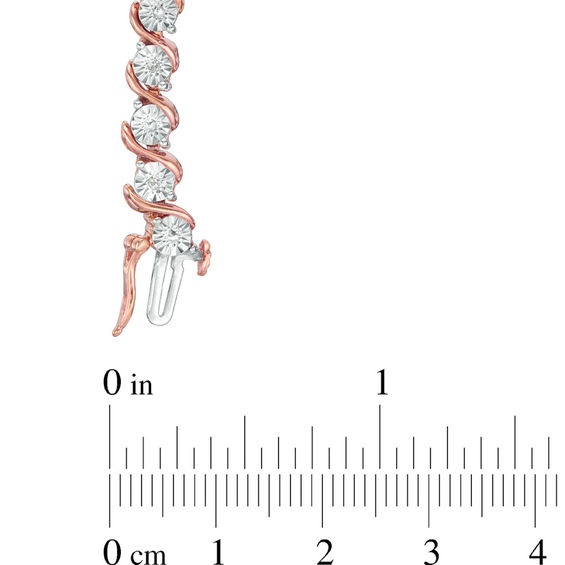 1/10 CT. T.w. Diamond "S" Tennis Bracelet in Sterling Silver with 14K Rose Gold Plate - 7.25"
