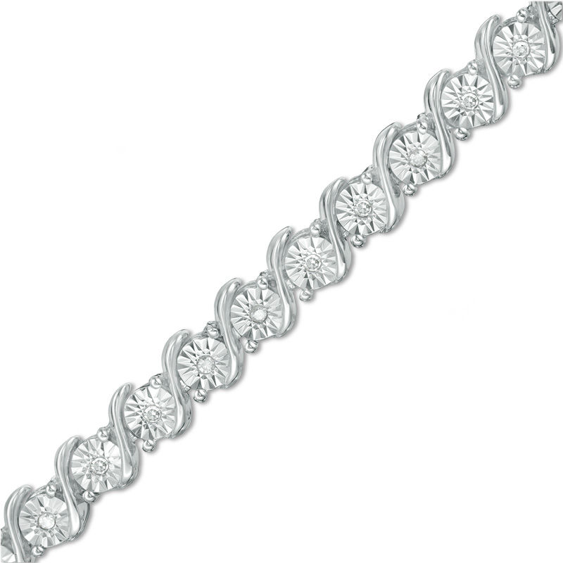 1/4 CT. T.W. Diamond "S" Tennis Bracelet in Sterling Silver - 7.25"