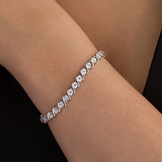 1/4 CT. T.w. Diamond "S" Tennis Bracelet in Sterling Silver - 7.25"