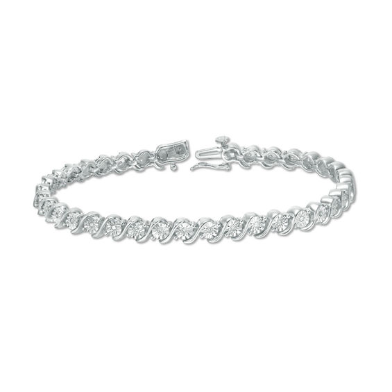 1/4 CT. T.w. Diamond "S" Tennis Bracelet in Sterling Silver - 7.25"