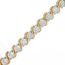 1/4 CT. T.W. Diamond "S" Tennis Bracelet in Sterling Silver with 14K Gold Plate - 7.25"