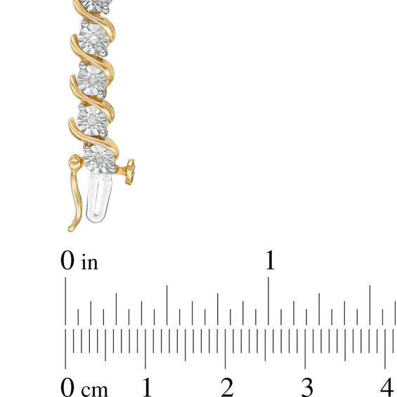 1/4 CT. T.w. Diamond "S" Tennis Bracelet in Sterling Silver with 14K Gold Plate - 7.25"