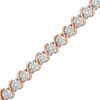 Thumbnail Image 0 of 1/4 CT. T.W. Diamond "S" Tennis Bracelet in Sterling Silver with 14K Rose Gold Plate - 7.25"