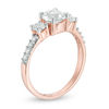 Thumbnail Image 2 of Lab-Created White Sapphire Three Stone Ring in 10K Rose Gold