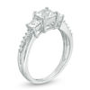 Thumbnail Image 2 of Princess-Cut Lab-Created White Sapphire Three Stone Split Shank Ring in 10K White Gold