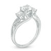 Lab-Created White Sapphire Three Stone Bypass Infinity Engagement Ring in Sterling Silver