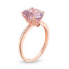 Oval Rose de France Amethyst and 1/20 Ct. T.W. Diamond Ring in 14K Rose Gold