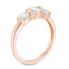 Thumbnail Image 2 of Lab-Created White Sapphire Three Stone Collar Engagement Ring in Sterling Silver with 14K Rose Gold Plate