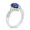 Thumbnail Image 2 of Pear-Shaped Lab-Created Blue and White Sapphire Vintage-Style Ring in Sterling Silver