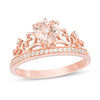 Thumbnail Image 1 of 6.0mm Heart-Shaped Morganite and Lab-Created White Sapphire Tiara Ring in 10K Rose Gold