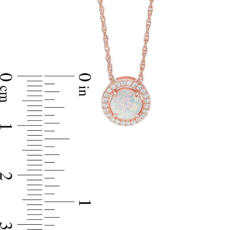 Lab-Created Opal and White Sapphire Frame Pendant and Earrings Set in Sterling Silver with 18K Rose Gold Plate