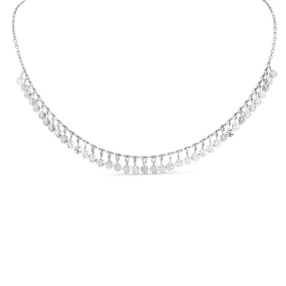 Textured Mini Disc Choker Necklace in Sterling Silver - 16"