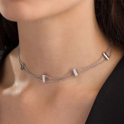 silver bar choker necklace