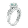 Thumbnail Image 2 of 6.0mm Aquamarine and 1/3 CT. T.W. Diamond Frame Vintage-Style Bridal Set in 14K White Gold