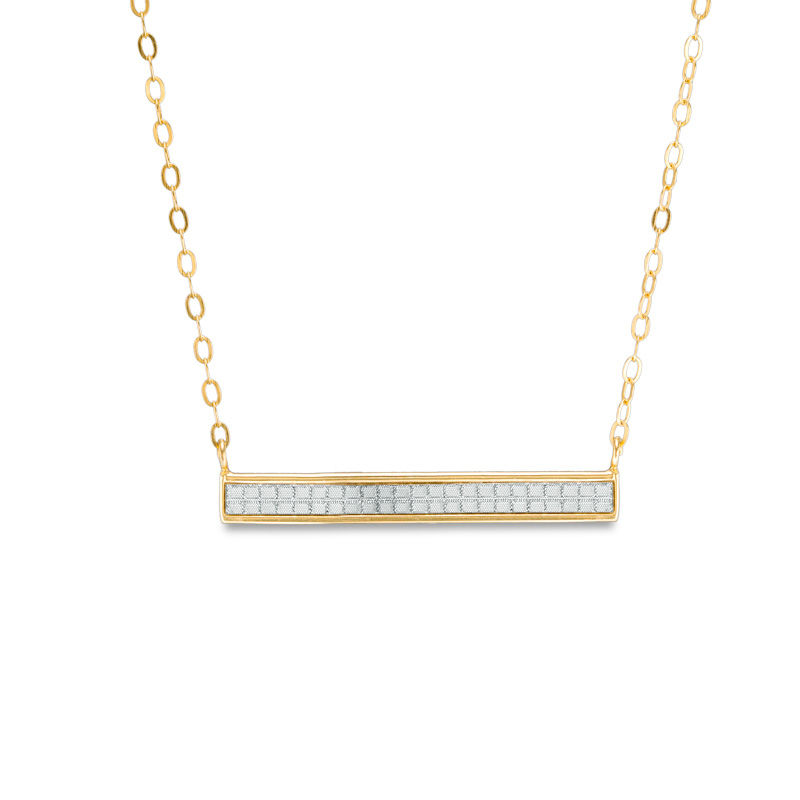 Made in Italy Pavé  Glitter Enamel Bar Necklace in 14K Gold