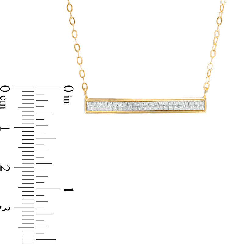 Made in Italy Pavé  Glitter Enamel Bar Necklace in 14K Gold