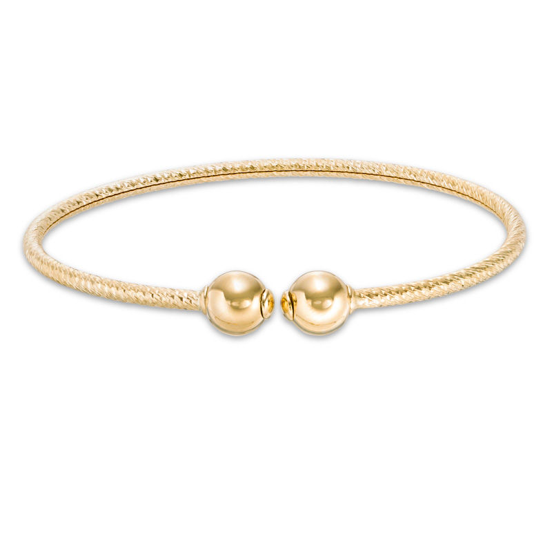 Main Image 1 of Made in Italy Diamond-Cut Ball Cuff in 14K Gold - 7.5"
