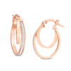Thumbnail Image 1 of Made in Italy Glitter Enamel Double Hoop Earrings in 14K Rose Gold