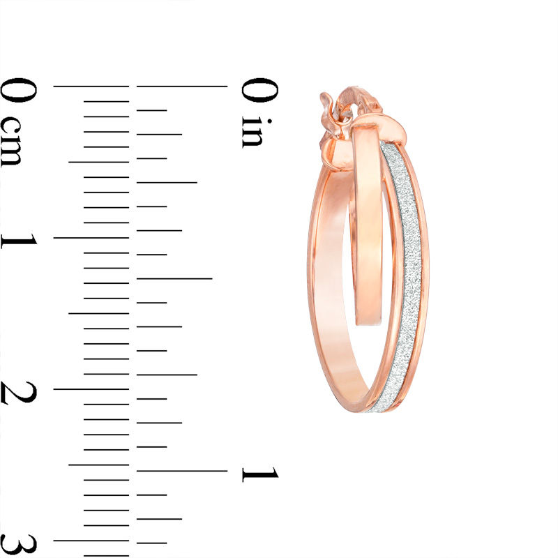 Main Image 2 of Made in Italy Glitter Enamel Double Hoop Earrings in 14K Rose Gold