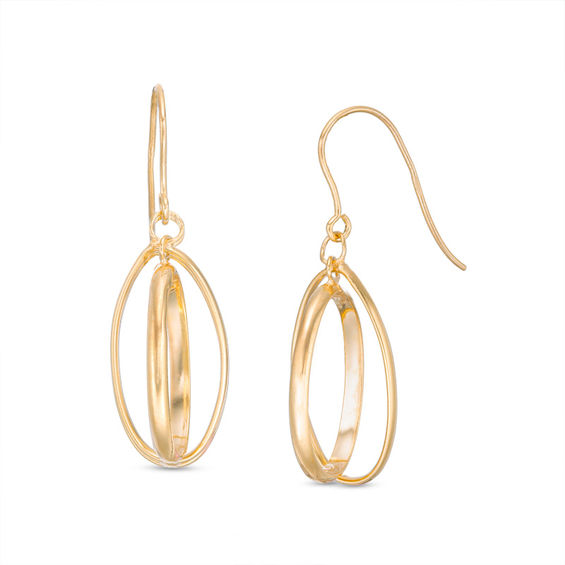 Made in Italy Double Intertwined Oval Drop Earrings in 14K Gold