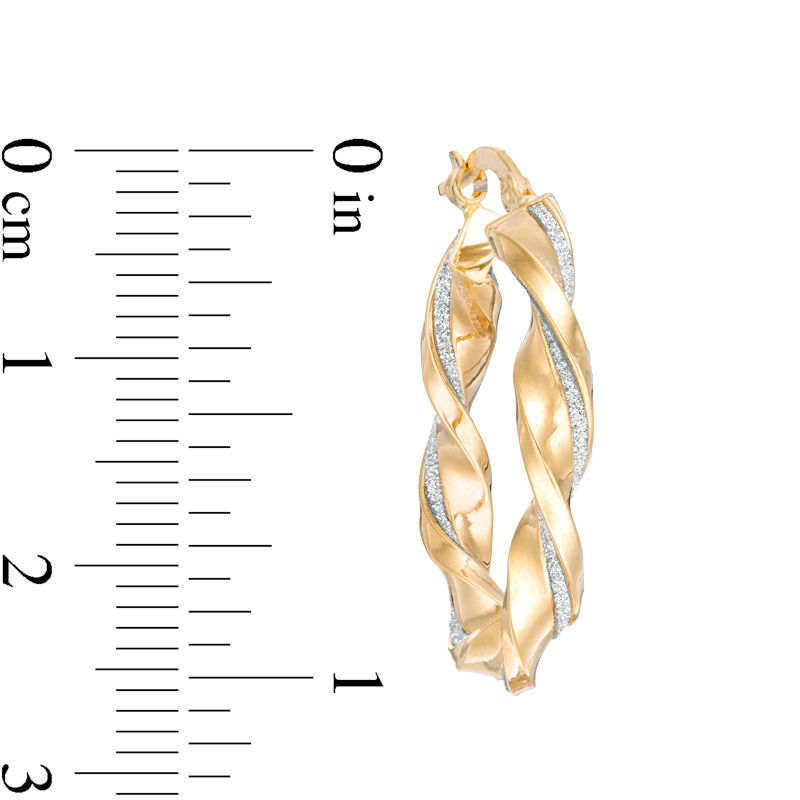 Main Image 2 of Made in Italy Glitter Enamel Twist Hoop Earrings in 14K Gold