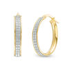 Thumbnail Image 1 of Made in Italy Oval Pavé Glitter Enamel Hoop Earrings in 14K Gold
