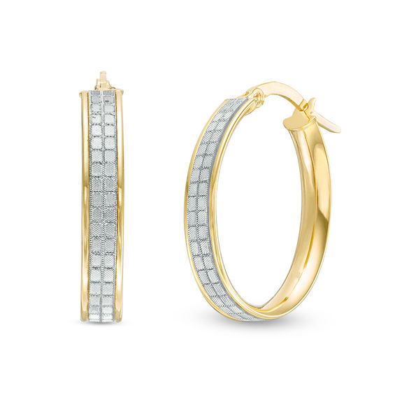 Made in Italy Oval PavÃ© Glitter Enamel Hoop Earrings in 14K Gold