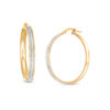 Thumbnail Image 0 of Made in Italy Pavé Glitter Enamel Hoop Earrings in 14K Gold