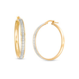 Hoops Earrings Zales Made In Italy Pavé Glitter Enamel Hoop Earrings 14k Gold