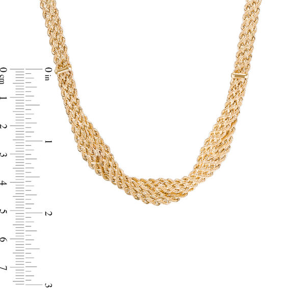 Ladies' Made in Italy Double Row Braided Rope Chain Necklace in 14K Gold - 18"