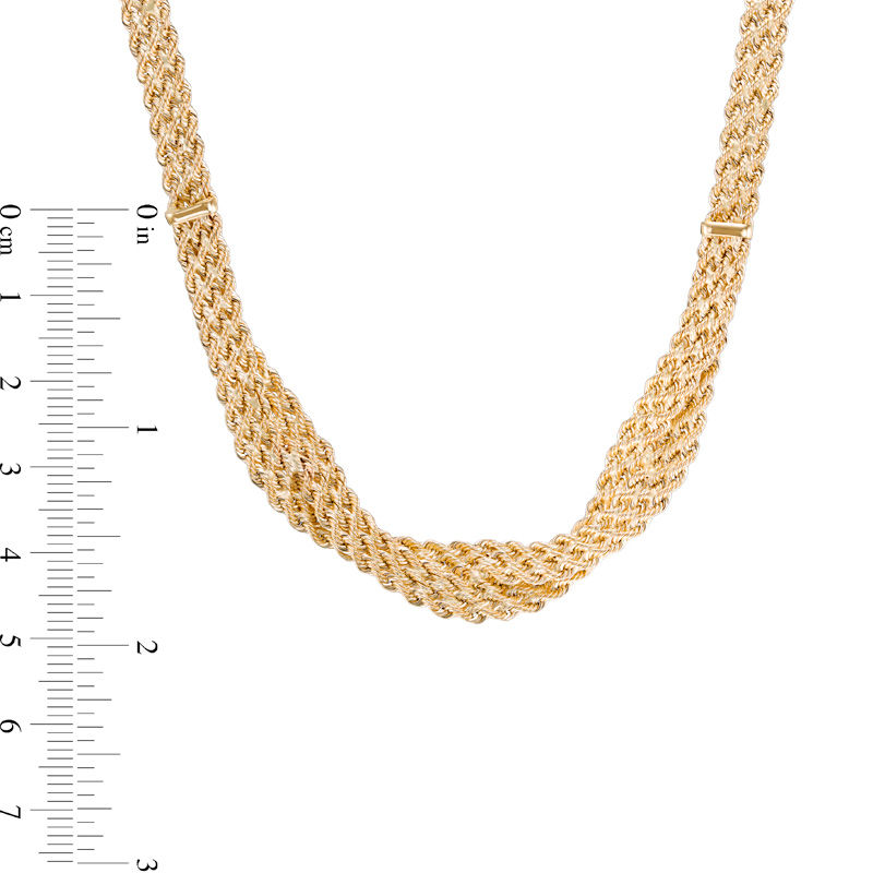 Main Image 2 of Ladies' Made in Italy Double Row Braided Rope Chain Necklace in 14K Gold - 18"