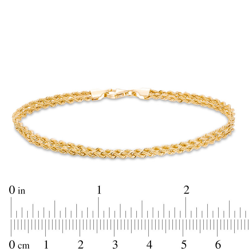 Yellow Gold Double Rope Chain Bracelet 7 - 14K