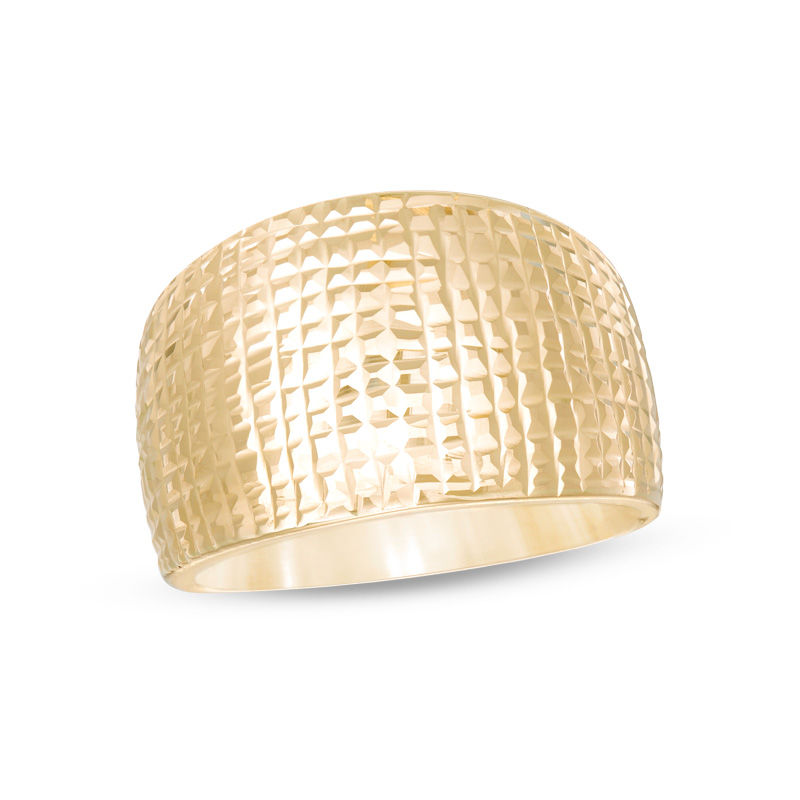 Main Image 1 of Made in Italy Diamond-Cut Wide Dome Ring in 14K Gold - Size 7
