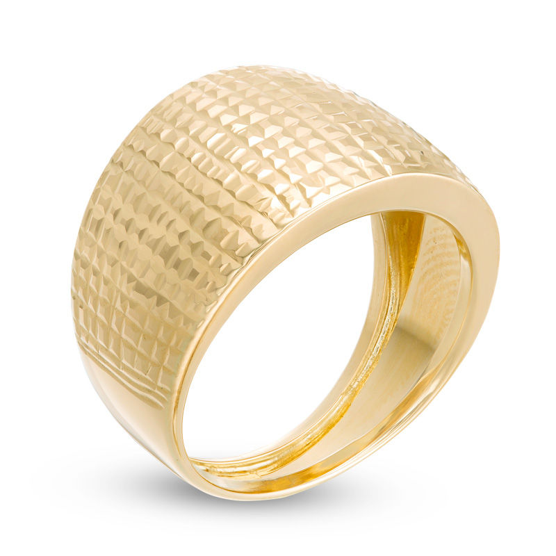 Main Image 2 of Made in Italy Diamond-Cut Wide Dome Ring in 14K Gold - Size 7