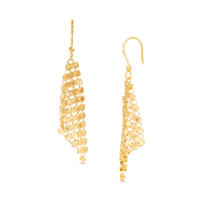 Main Image 1 of Made in Italy Diamond-Cut Mesh Drop Earrings in 14K Gold
