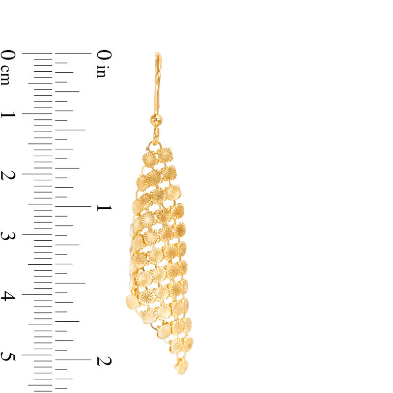 Main Image 2 of Made in Italy Diamond-Cut Mesh Drop Earrings in 14K Gold
