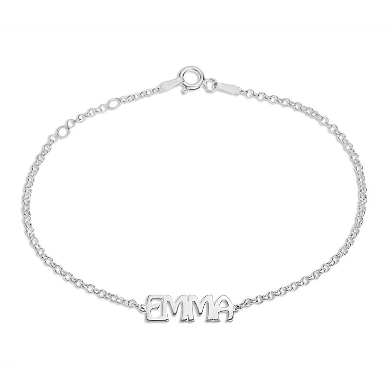 Uppercase Name Bracelet in Sterling Silver (1 Line) - 8"