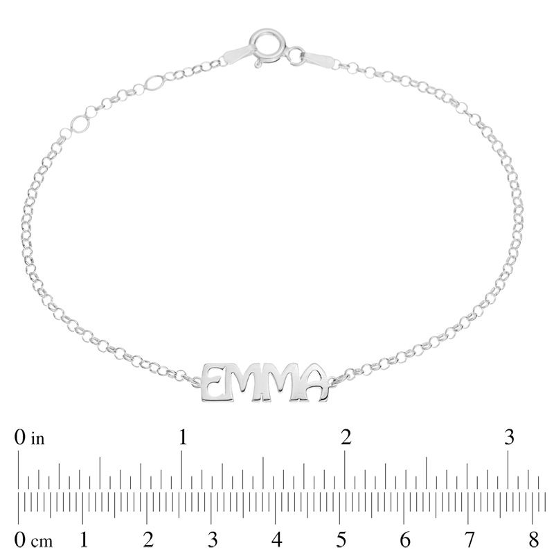 Uppercase Name Bracelet in Sterling Silver (1 Line) - 8"