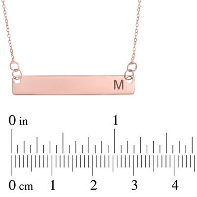 Or Sterling Silver Personalized Bar Necklace Gold Chevron Font Initial Bar Necklace Custom Inspirational or Name Necklace Rose Gold