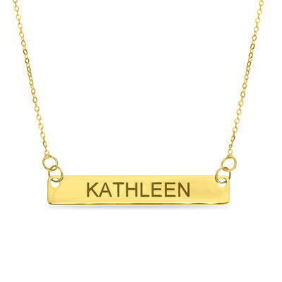 Uppercase Name Bar Necklace in 10K Gold 
