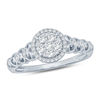 Thumbnail Image 0 of 1/3 CT. T.W. Composite Diamond Frame Heart Shank Engagement Ring in 10K White Gold