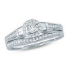 Thumbnail Image 0 of 1/4 CT. T.W. Diamond Frame Vintage-Style Bridal Set in 10K White Gold