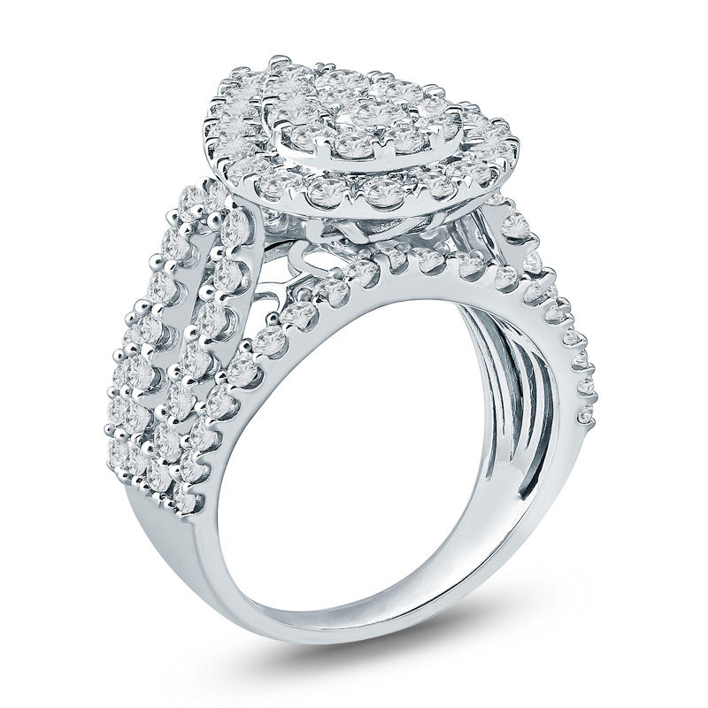 Main Image 2 of 3 CT. T.W. Composite Diamond Teardrop Frame Multi-Row Engagement Ring in 10K White Gold