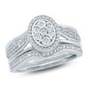 Thumbnail Image 1 of 1/4 CT. T.W. Composite Diamond Oval Frame Bridal Set in Sterling Silver