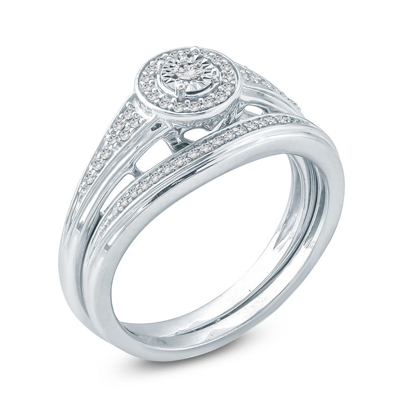 Main Image 2 of 1/5 CT. T.W. Diamond Frame Bridal Set in Sterling Silver