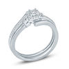 Thumbnail Image 1 of 1/6 CT. T.W. Diamond Square Frame Bypass Bridal Set in Sterling Silver