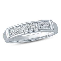 1/6 CT. T.W. Diamond Triple Row Collar Wedding Band in 10K White Gold